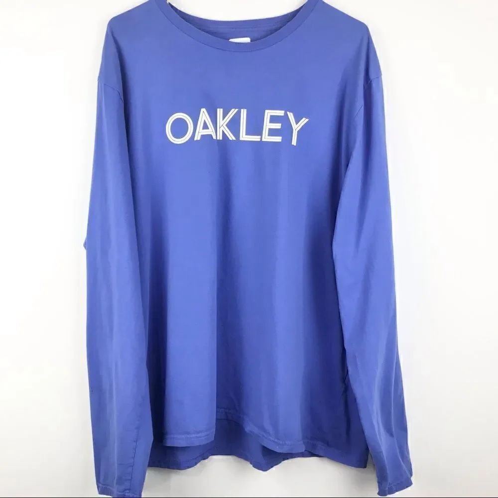 Oakley Spellout Long Sleeve Blue T Shirt